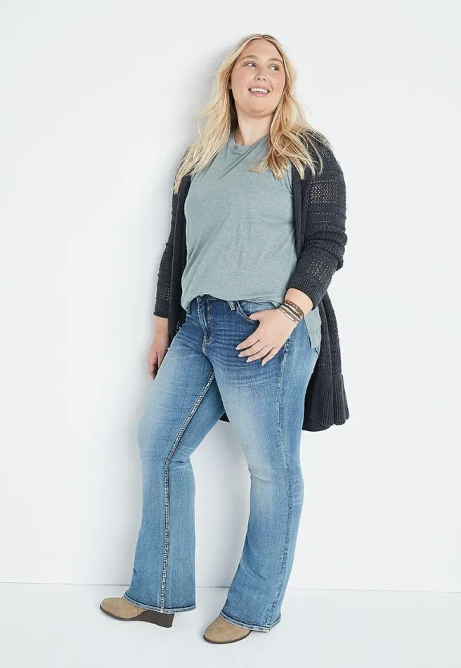 Plus Size Vigoss Flare Mid Rise Jean Women Maurices Plus Jeans