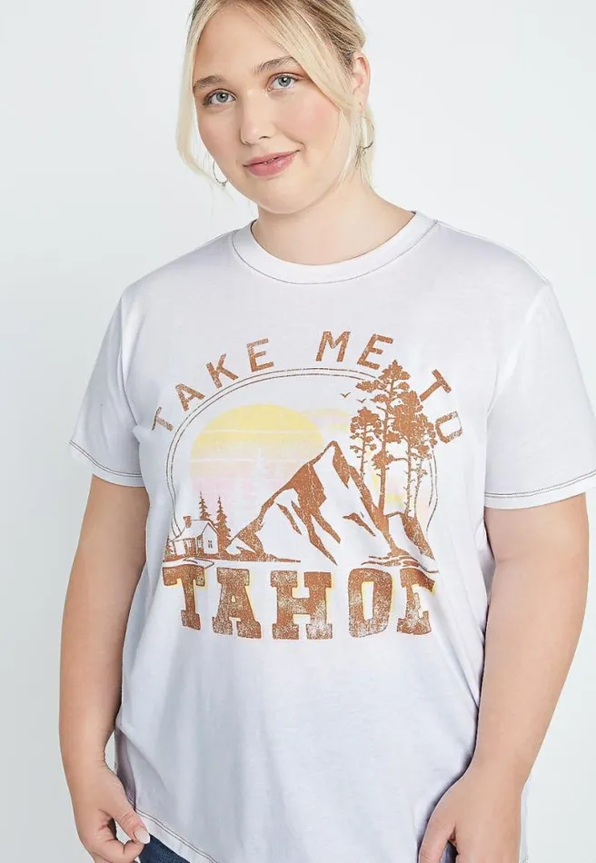Plus Size White Tahoe Oversized Graphic Tee Women Maurices Plus Tops