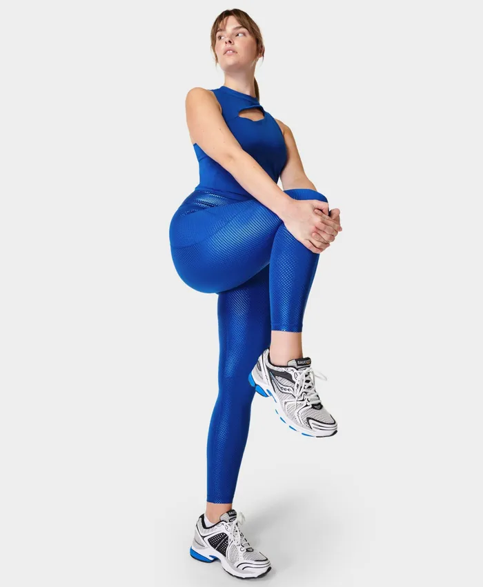 Pocketed Women Power Foil 78 Gym Leggings Blue Gradient Dot Foil Print Sweaty Betty