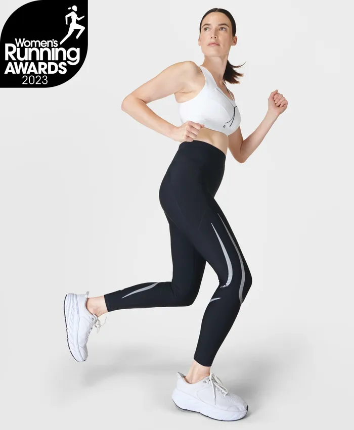 Pocketed Women Sweaty Betty Zero Gravity 78 Illuminate Running Leggings Black