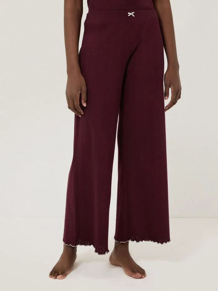 Pointelle Pyjama Trousers Burgundy Women Jigsaw Pyjamas and Loungewear