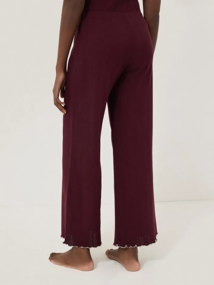 Pointelle Pyjama Trousers Burgundy Women Jigsaw Pyjamas and Loungewear