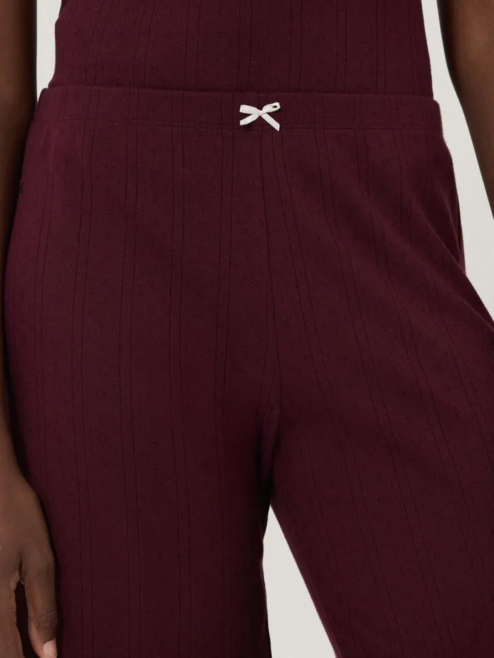 Pointelle Pyjama Trousers Burgundy Women Jigsaw Pyjamas and Loungewear