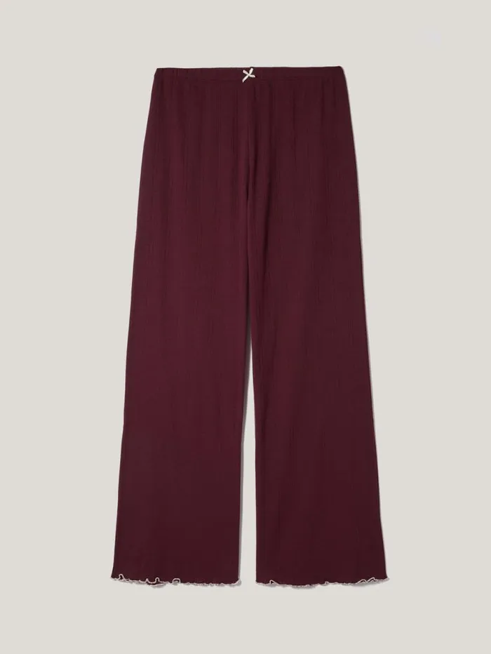 Pointelle Pyjama Trousers Burgundy Women Jigsaw Pyjamas and Loungewear