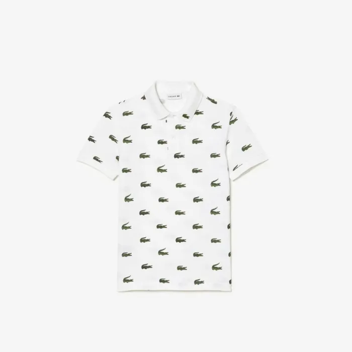 Polos Kids Lacoste Kids039 Signature Print Cotton Polo White 001