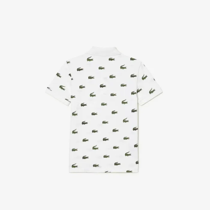 Polos Kids Lacoste Kids039 Signature Print Cotton Polo White 001