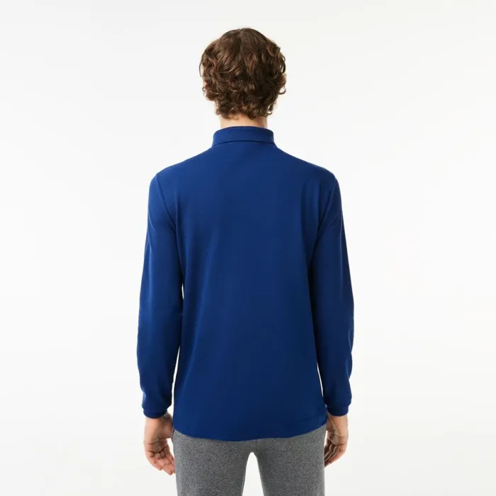 Polos Men Lacoste Men039s Smart Paris Long Sleeve Stretch Cotton Polo Methylene Blue F9f