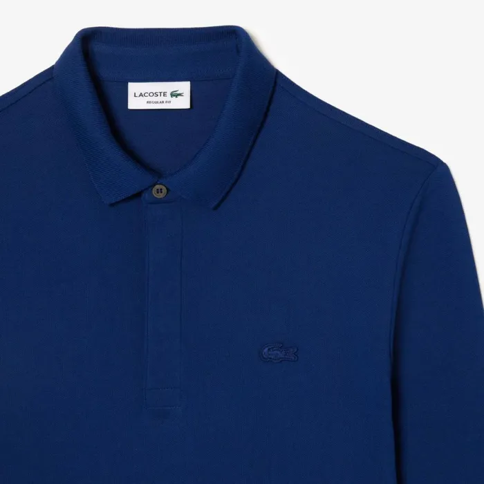 Polos Men Lacoste Men039s Smart Paris Long Sleeve Stretch Cotton Polo Methylene Blue F9f