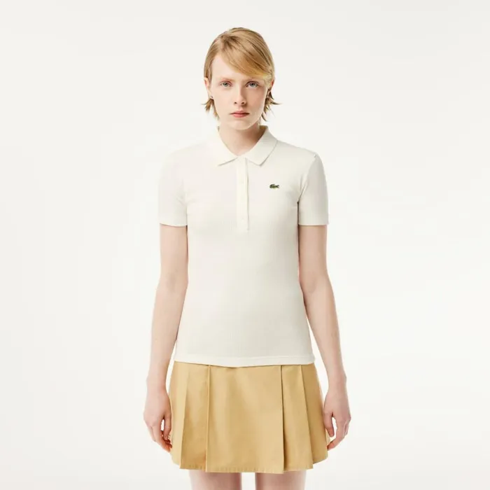 Polos Women Lacoste Women039s L12D Slim Fit Ribbed Cotton Polo White 70v