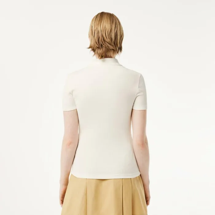 Polos Women Lacoste Women039s L12D Slim Fit Ribbed Cotton Polo White 70v