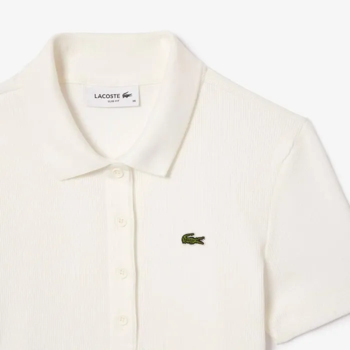 Polos Women Lacoste Women039s L12D Slim Fit Ribbed Cotton Polo White 70v
