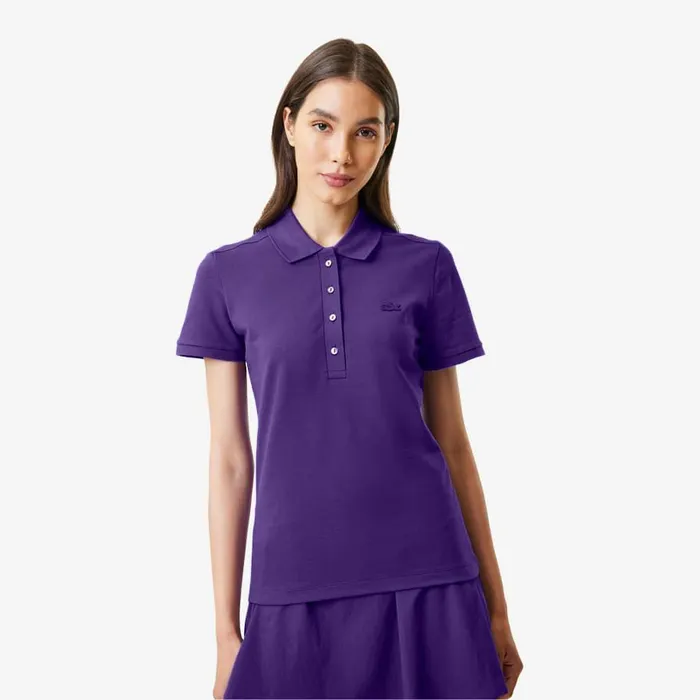 Polos Women Lacoste Women039s L12D Slim Fit Stretch Mini Piqu Polo Acai Purple Sni