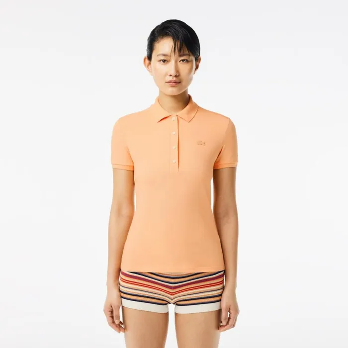 Polos Women Lacoste Women039s L12D Slim Fit Stretch Mini Piqu Polo Light Orange Ixy