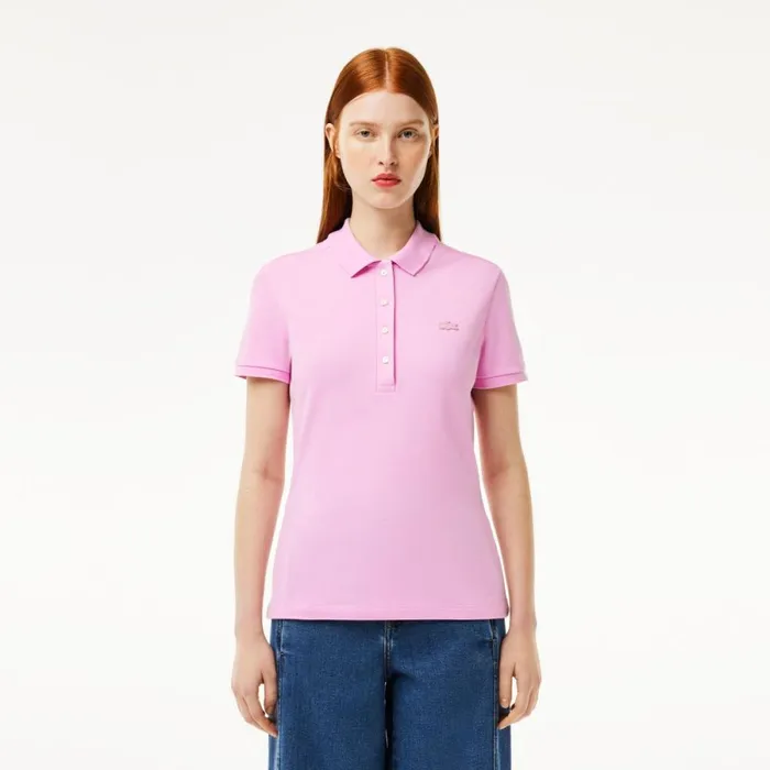 Polos Women Lacoste Women039s L12D Slim Fit Stretch Mini Piqu Polo Pink Ixv