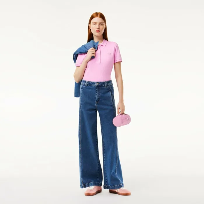 Polos Women Lacoste Women039s L12D Slim Fit Stretch Mini Piqu Polo Pink Ixv