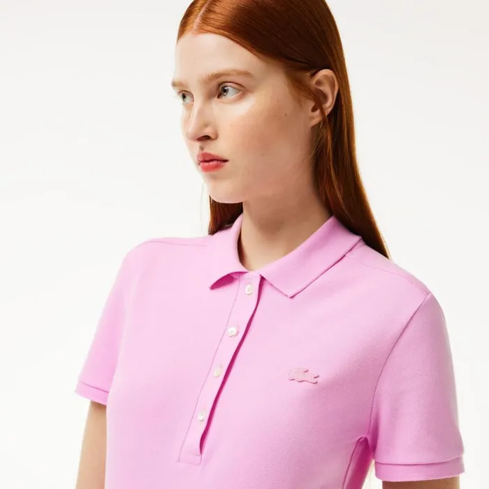 Polos Women Lacoste Women039s L12D Slim Fit Stretch Mini Piqu Polo Pink Ixv