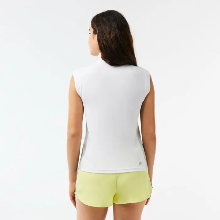 Polos Women Lacoste Women039s Ripstop Piqu UltraDry Tennis Polo White Grey Liw