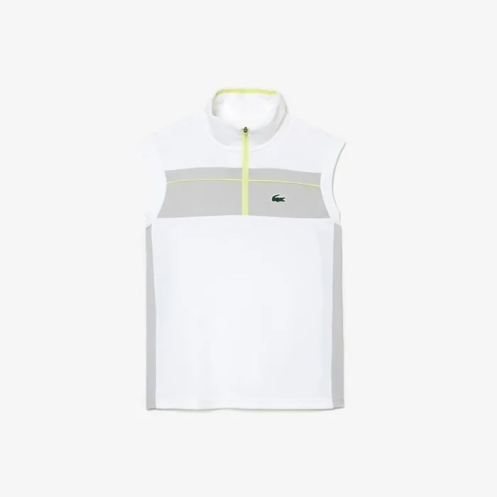 Polos Women Lacoste Women039s Ripstop Piqu UltraDry Tennis Polo White Grey Liw