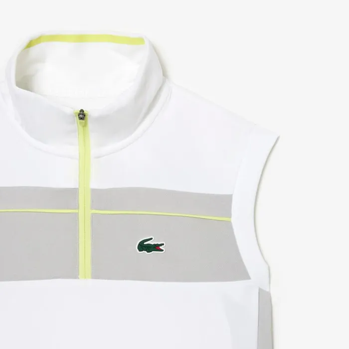 Polos Women Lacoste Women039s Ripstop Piqu UltraDry Tennis Polo White Grey Liw