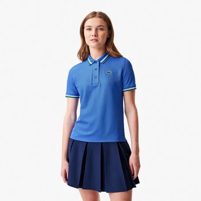 Polos Women Lacoste Women039s Sport Contrast Collar Piqu Polo Blue Green Iyf