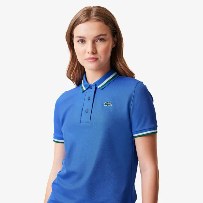 Polos Women Lacoste Women039s Sport Contrast Collar Piqu Polo Blue Green Iyf