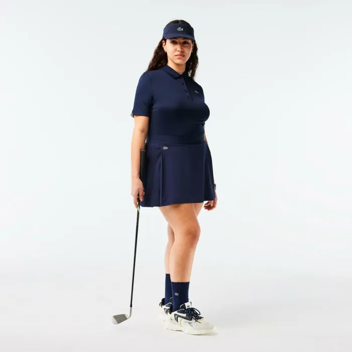 Polos Women Lacoste Women039s Stretch Jersey Golf Polo Navy Blue White 525