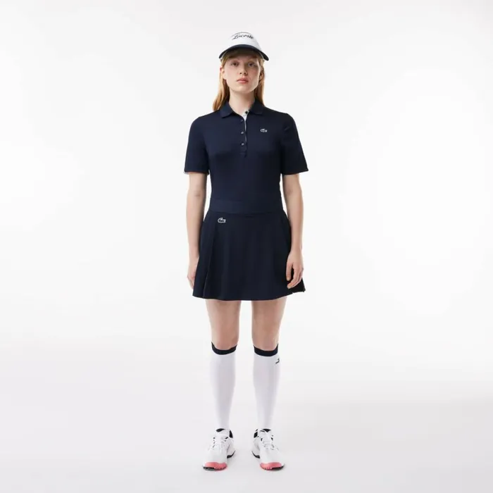 Polos Women Lacoste Women039s Stretch Jersey Golf Polo Navy Blue White 525