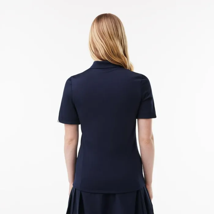Polos Women Lacoste Women039s Stretch Jersey Golf Polo Navy Blue White 525