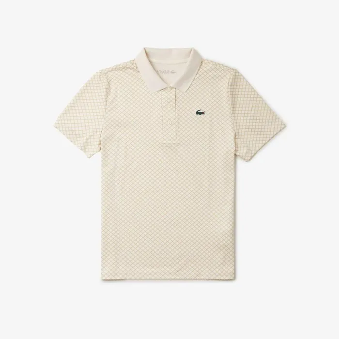 Polos Women Lacoste Women039s UltraDry Patterneded Golf Polo White Beige Ivp