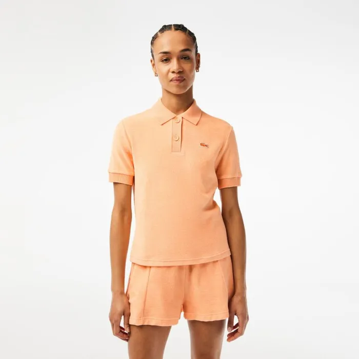 Polos Women Lacoste Womens Organic Cotton Terry Polo Light Orange Heb