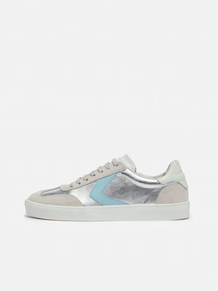 Portland Vintage Classic Trainer Silver Women Jigsaw Flats