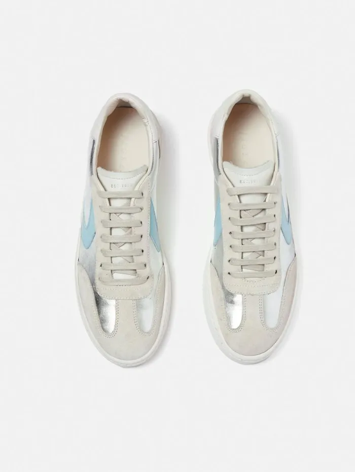 Portland Vintage Classic Trainer Silver Women Jigsaw Flats