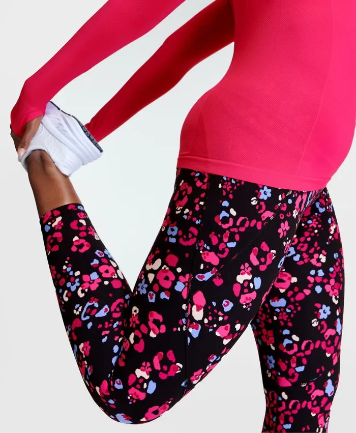Power 78 Gym Leggings Pink Floral Animal Print Women Pocketed Sweaty Betty