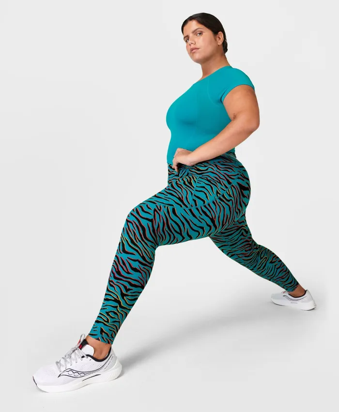 Power Gym Leggings Blue Gradient Tiger Print Pocketed Sweaty Betty Women