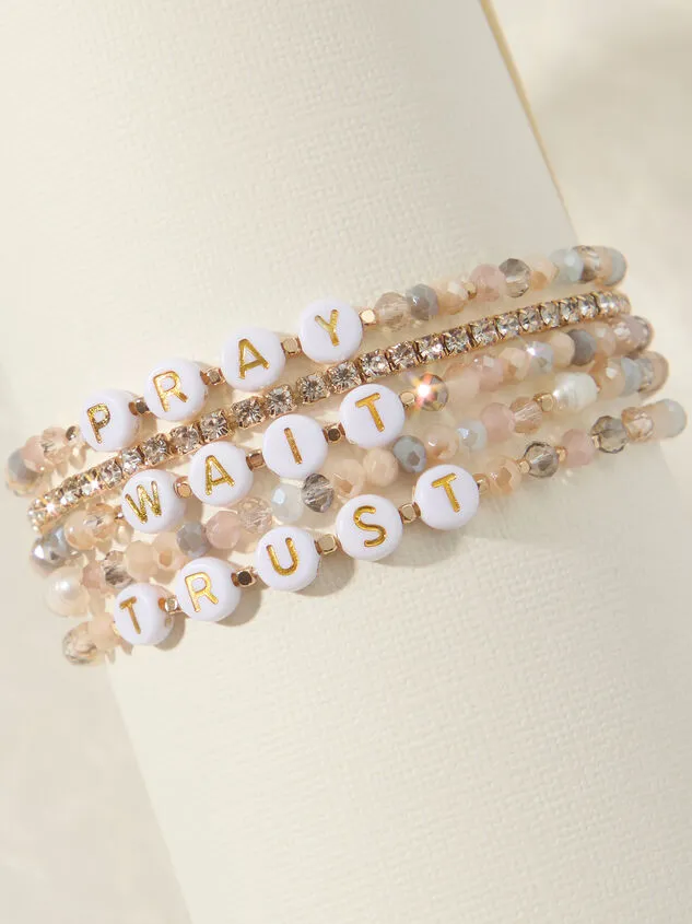 Pray Wait Trust Bracelet Set Ivorymulti Women Altar039d State Bracelets