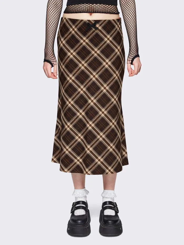 Prim Plaid Midi Skirt Women Minga London Bottoms