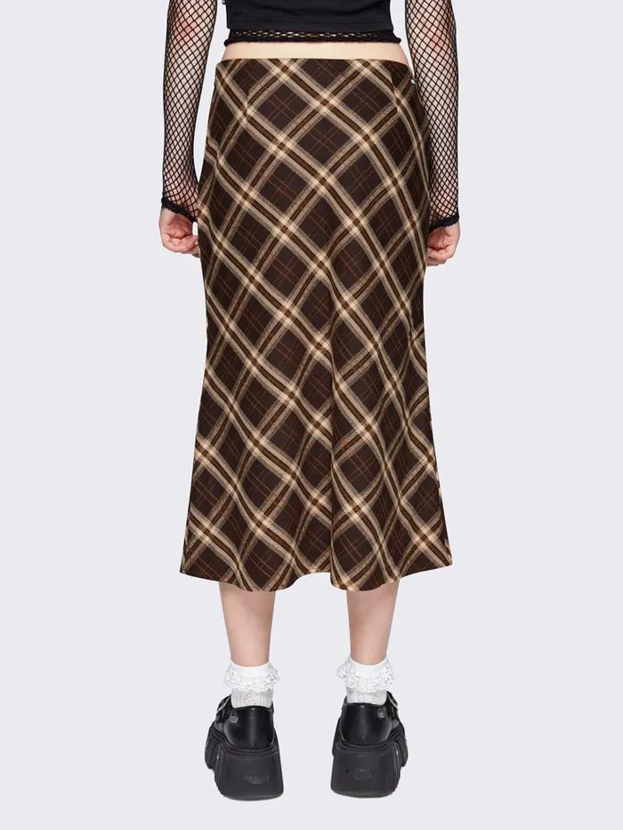 Prim Plaid Midi Skirt Women Minga London Bottoms