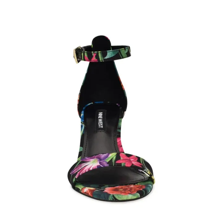 Pruce Ankle Strap Block Heel Sandals Black Floral Women Nine West Heels Pruce Ankle Strap Block Heel Sandals Black Floral Women Nine West Heels