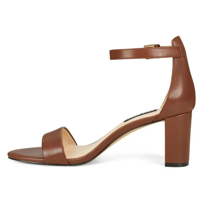 Pruce Ankle Strap Block Heel Sandals Dark Brown Leather Women Nine West Sandals Pruce Ankle Strap Block Heel Sandals Dark Brown Leather Women Nine West Sandals