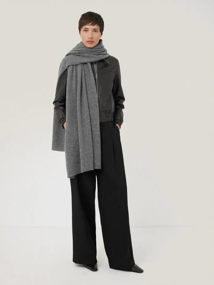 Pure Cashmere Blanket Scarf Mid Grey Women Jigsaw Knitwear and Cashmere