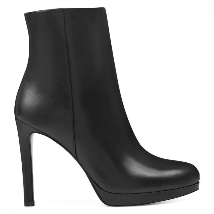 Quanette Platform Booties Black Leather Women Nine West Boots and Booties