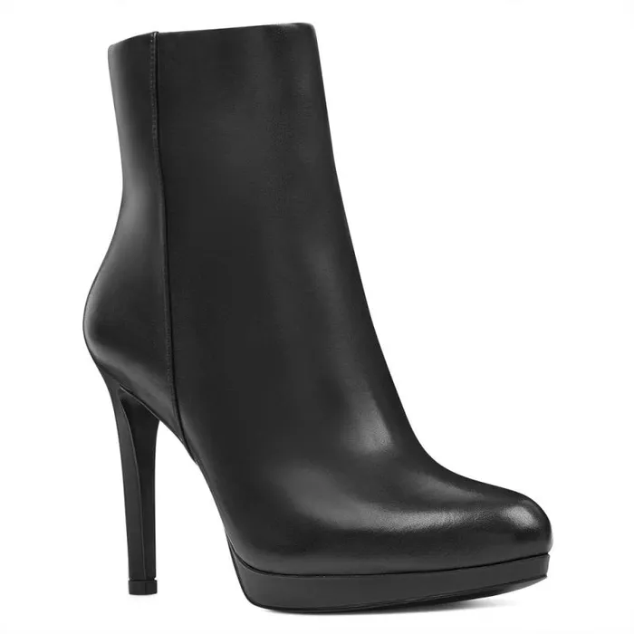 Quanette Platform Booties Black Leather Women Nine West Boots and Booties