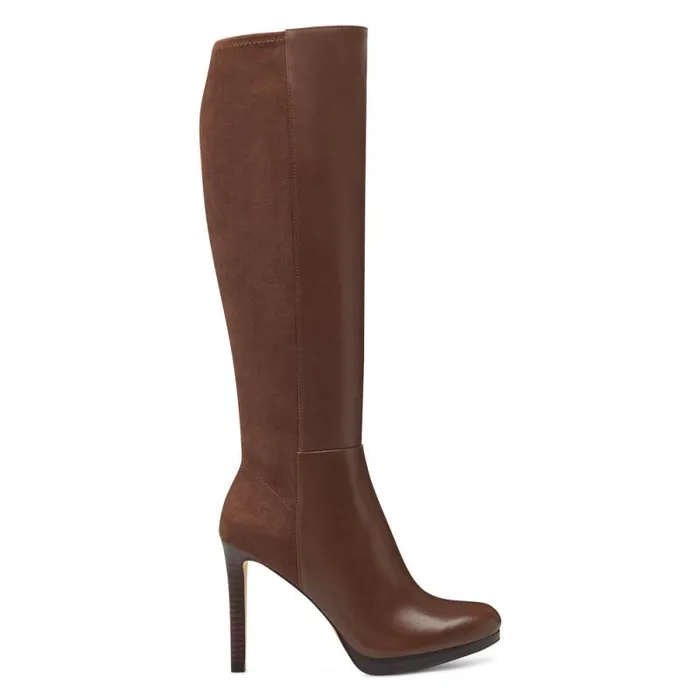 Quizme Platform Boots Brown Leathersuede Women Nine West Boots and Booties