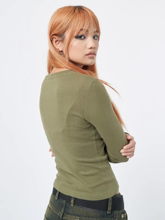 Rather Be Different Khaki Graphic Top Women Minga London Tops and TShirts