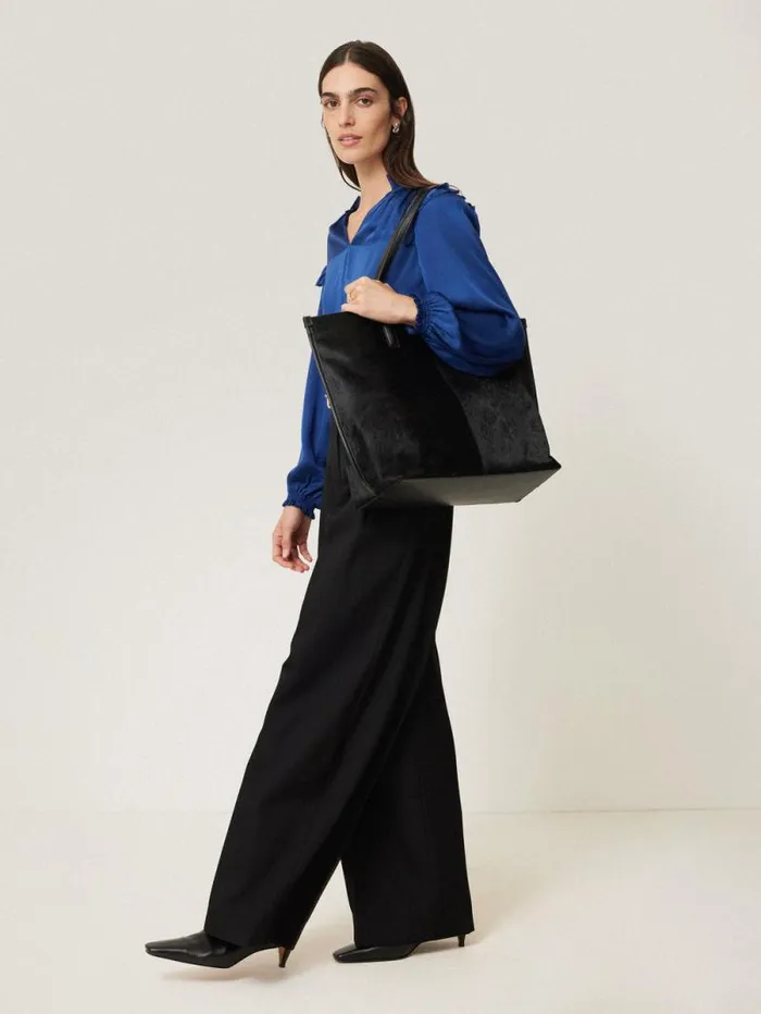 Recycled Satin Ruffle Top Blue Women Jigsaw Party