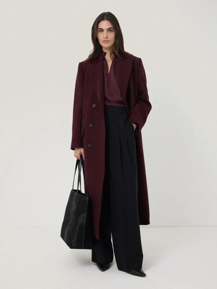 Recycled Satin Ruffle Top Burgundy Women Jigsaw Party