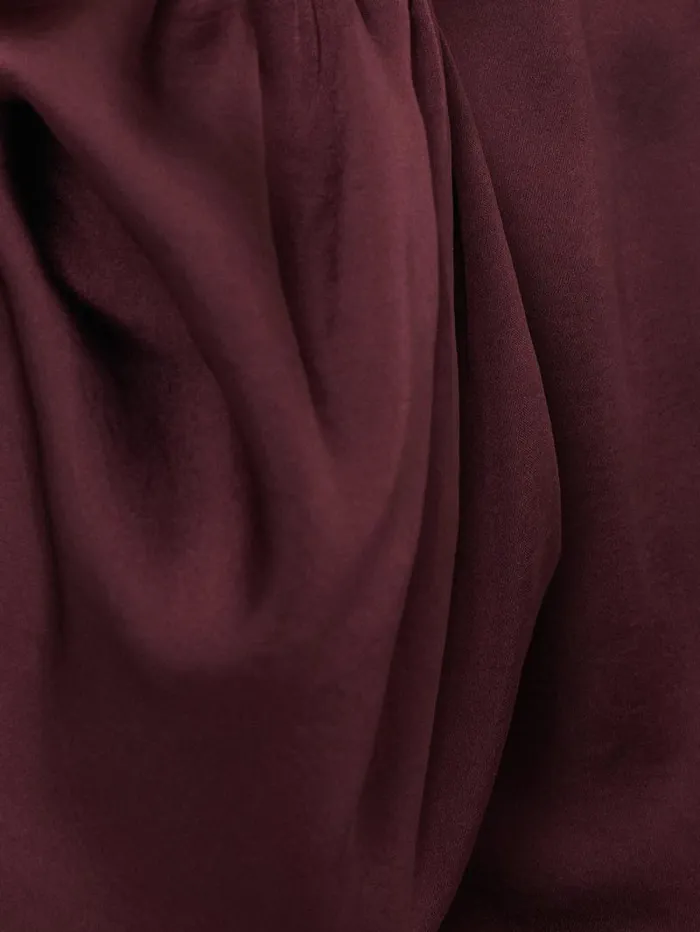 Recycled Satin Ruffle Top Burgundy Women Jigsaw Party