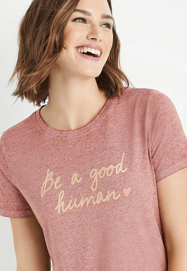 Red Be A Good Human Graphic Tee Women Maurices Tops