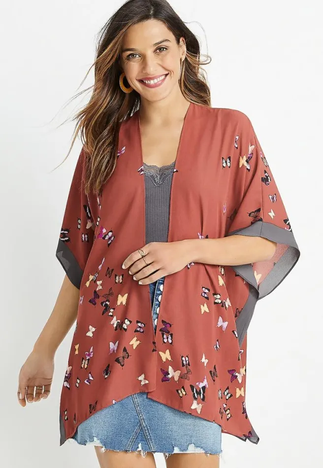 Red Butterfly Ruana Women Maurices Tops