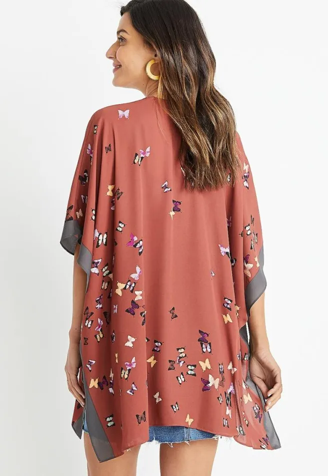 Red Butterfly Ruana Women Maurices Tops